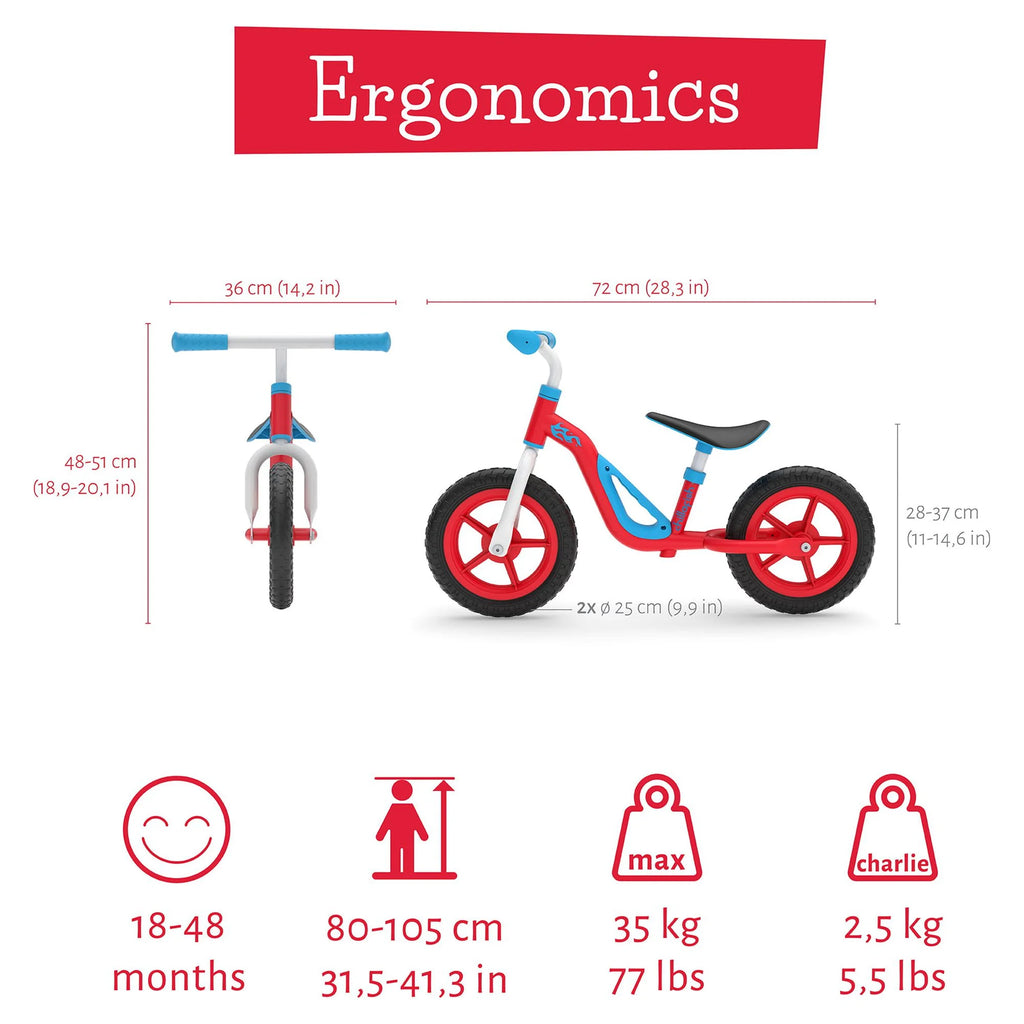 Lightweight Toddler Balance Bike with Carry Handle, Adjustable Seat, 10-inch Wheels, Red U796517