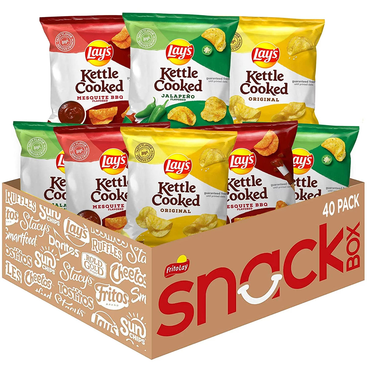 Kettle Cooked Potato Chips Variety Pack, 1 oz Bags, 40 Count P647086