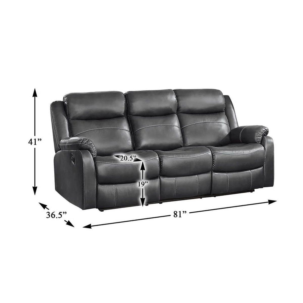 Dark Gray Double Reclining Sofa with Cup Holders K290