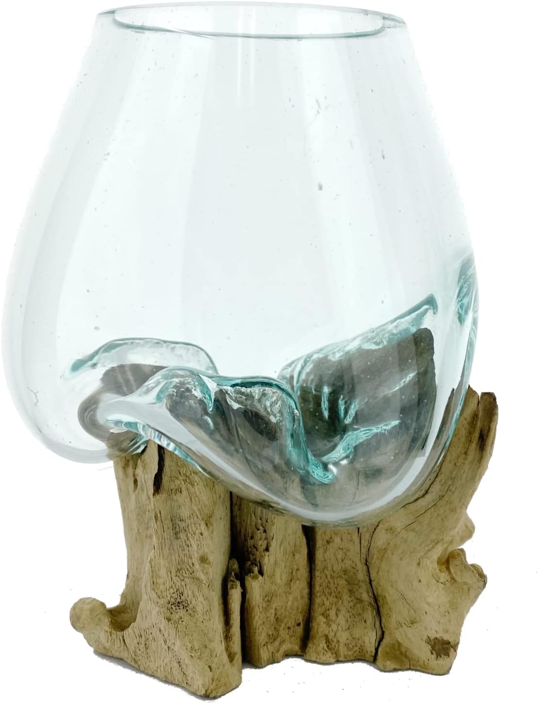 Melted Glass Bowl Hand Blown Sculpture Home Décor 7-8" T824