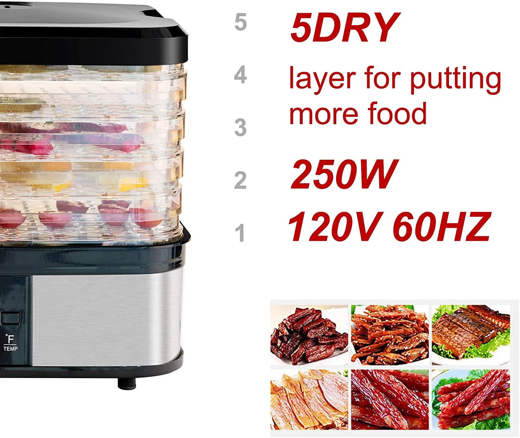 Electric Food Dehydrator with Adjustable Thermostat, 5-Tray K97013