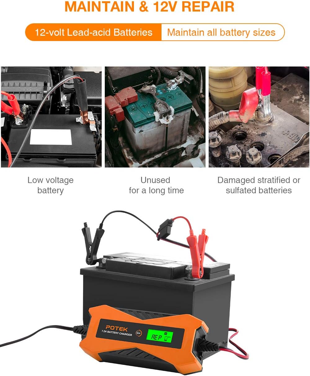 6V/12V 7.2A Smart Car Battery Charger and Maintainer A607