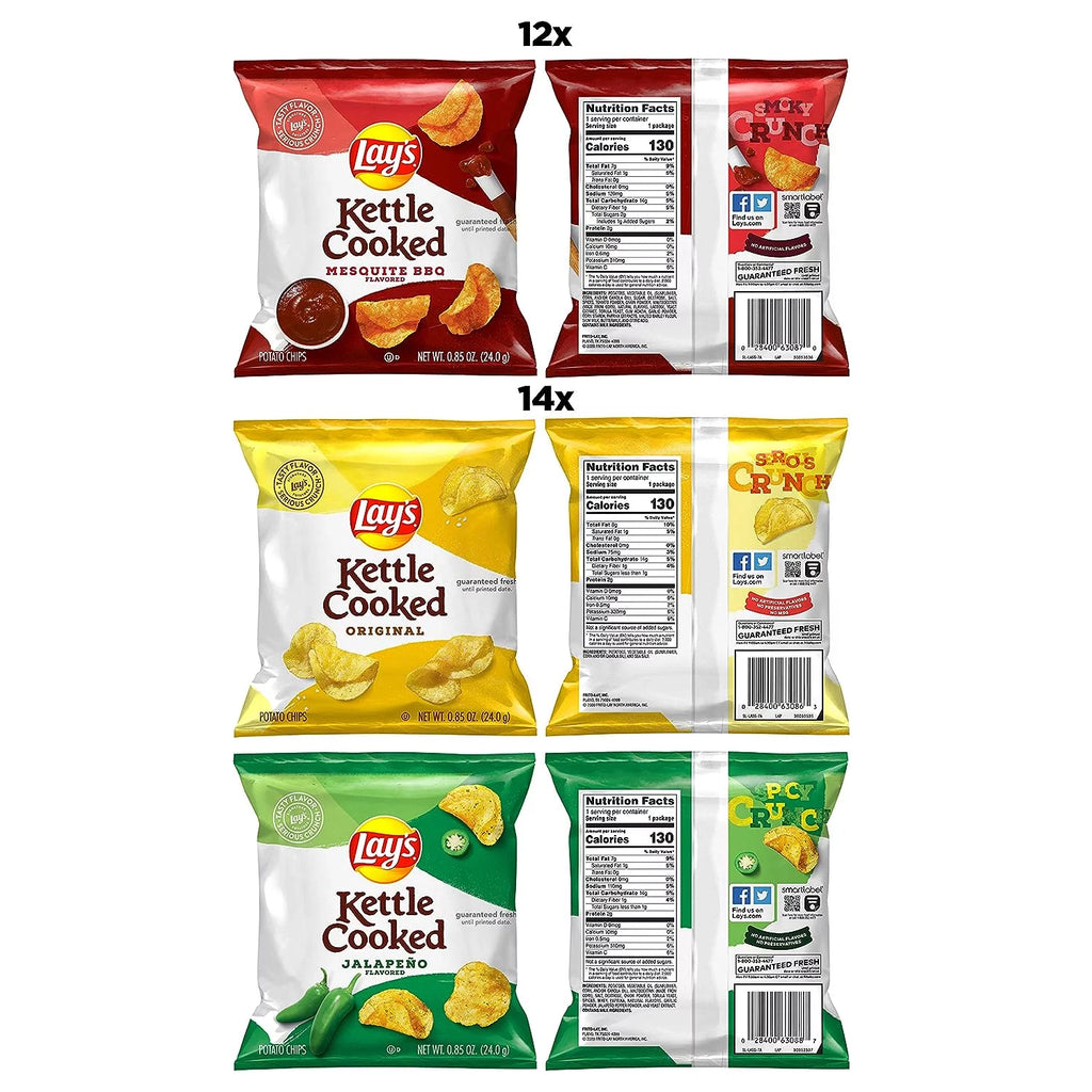 Kettle Cooked Potato Chips Variety Pack, 1 oz Bags, 40 Count P647086
