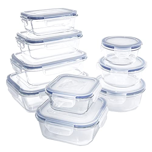 9 Pack Glass Food Storage Containers with Lids Z511771