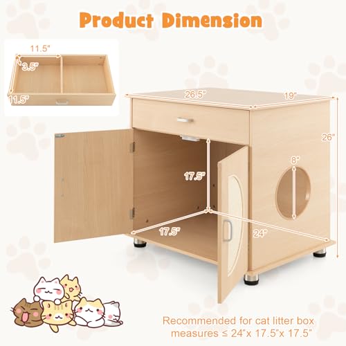 Natural Cat Litter Box Enclosure with Storage Shelf X307
