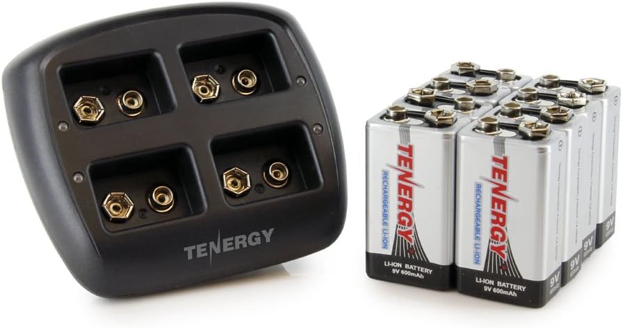 4-Bay 9V Li-ion Battery Charger with 8pcs 9V 600mAh Rechargeable Battery H4342