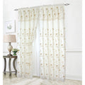 Floral Embroidered Rod Pocket Window Panel with Valance and Backing, Beige/Taupe, 54x90 Inches Y91383