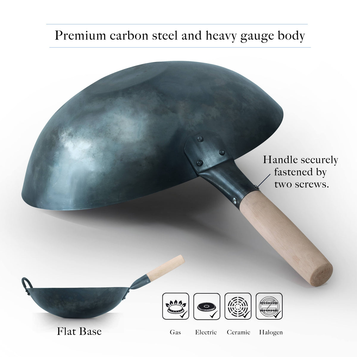 14 inch Blue Carbon Steel Wok N5779