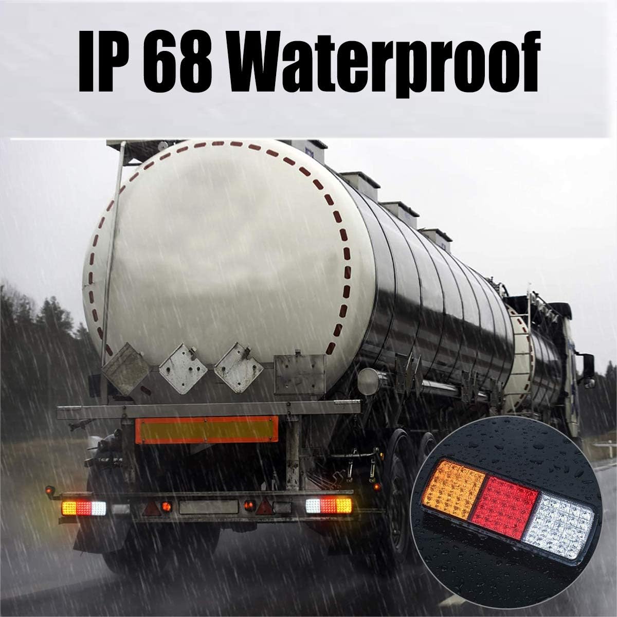 2Pcs 75 LED Waterproof 12V IP68 Truck Tail Light Bar S493