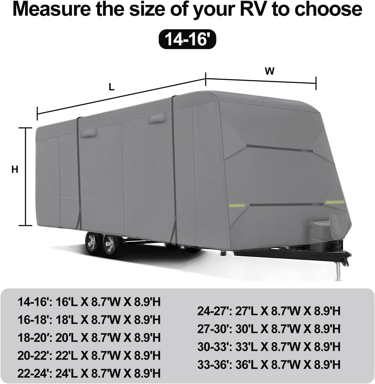 6 Layers RV Cover Anti-UV Windproof Ripstop Extra Thick Camper Cover G12371