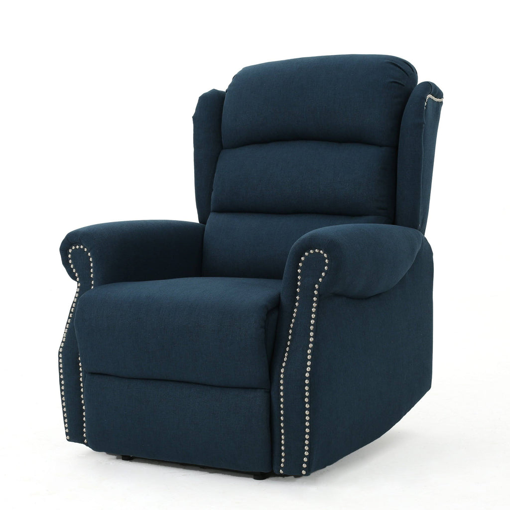 Navy Blue Tufted Fabric Power Recliner R767007