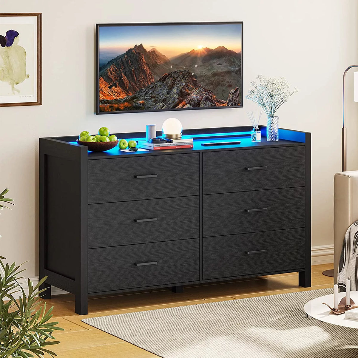 White 6 Drawer Wooden Dresser V2741