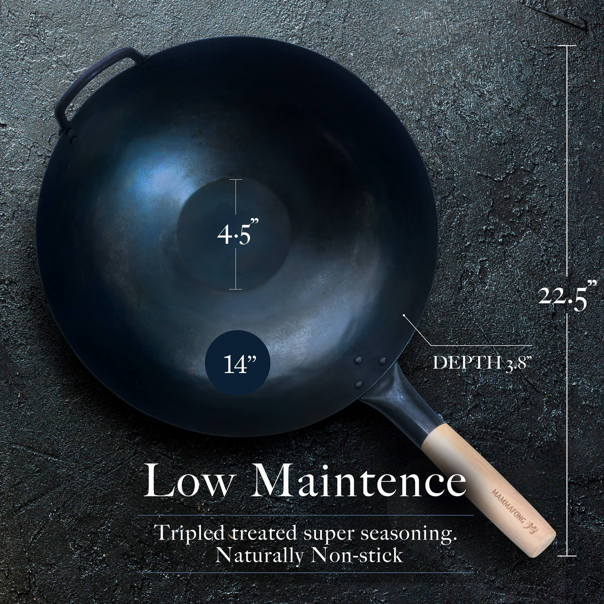14 inch Blue Carbon Steel Wok N5779
