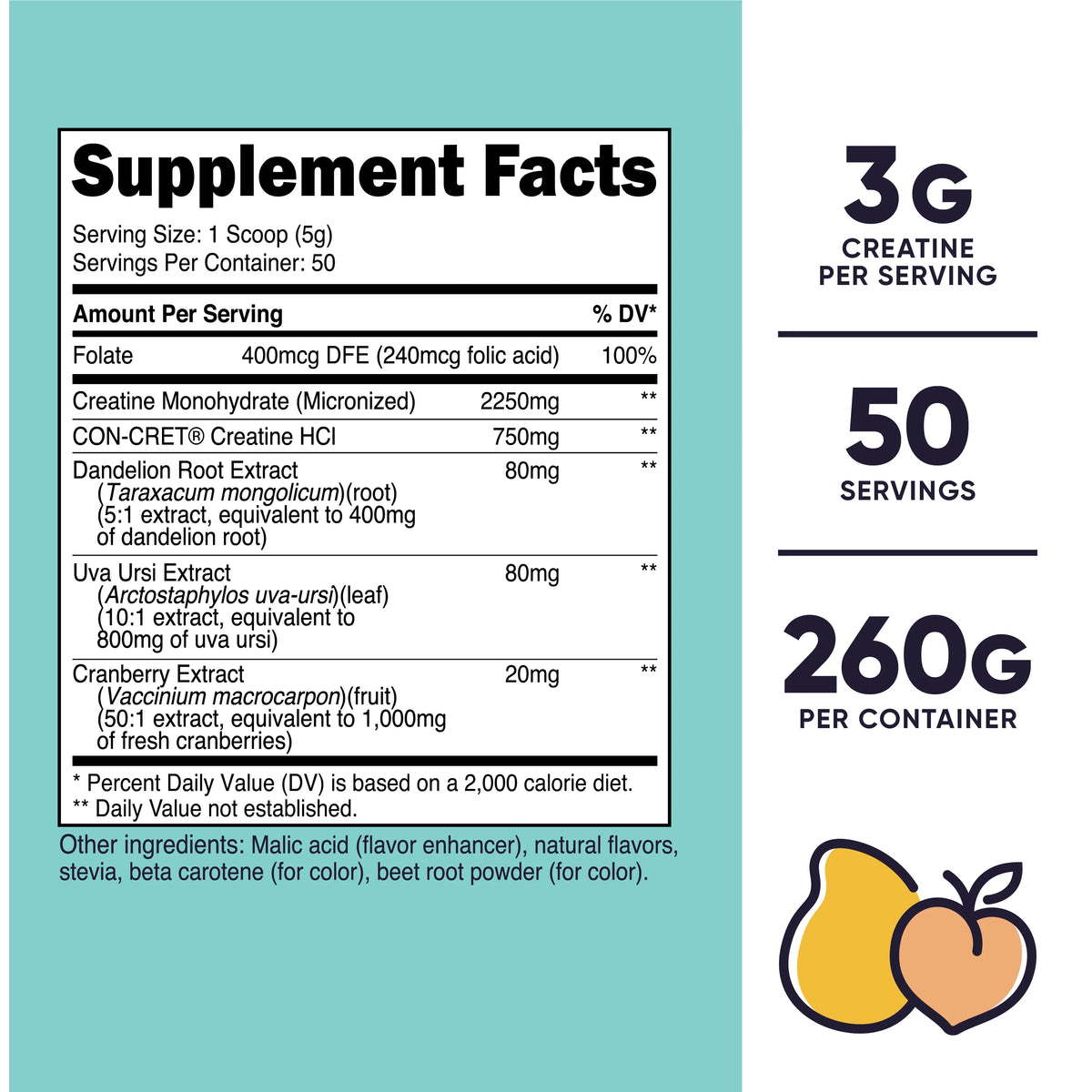 Creatine Monohydrate Powder Peach Mango 50 Servings M296314