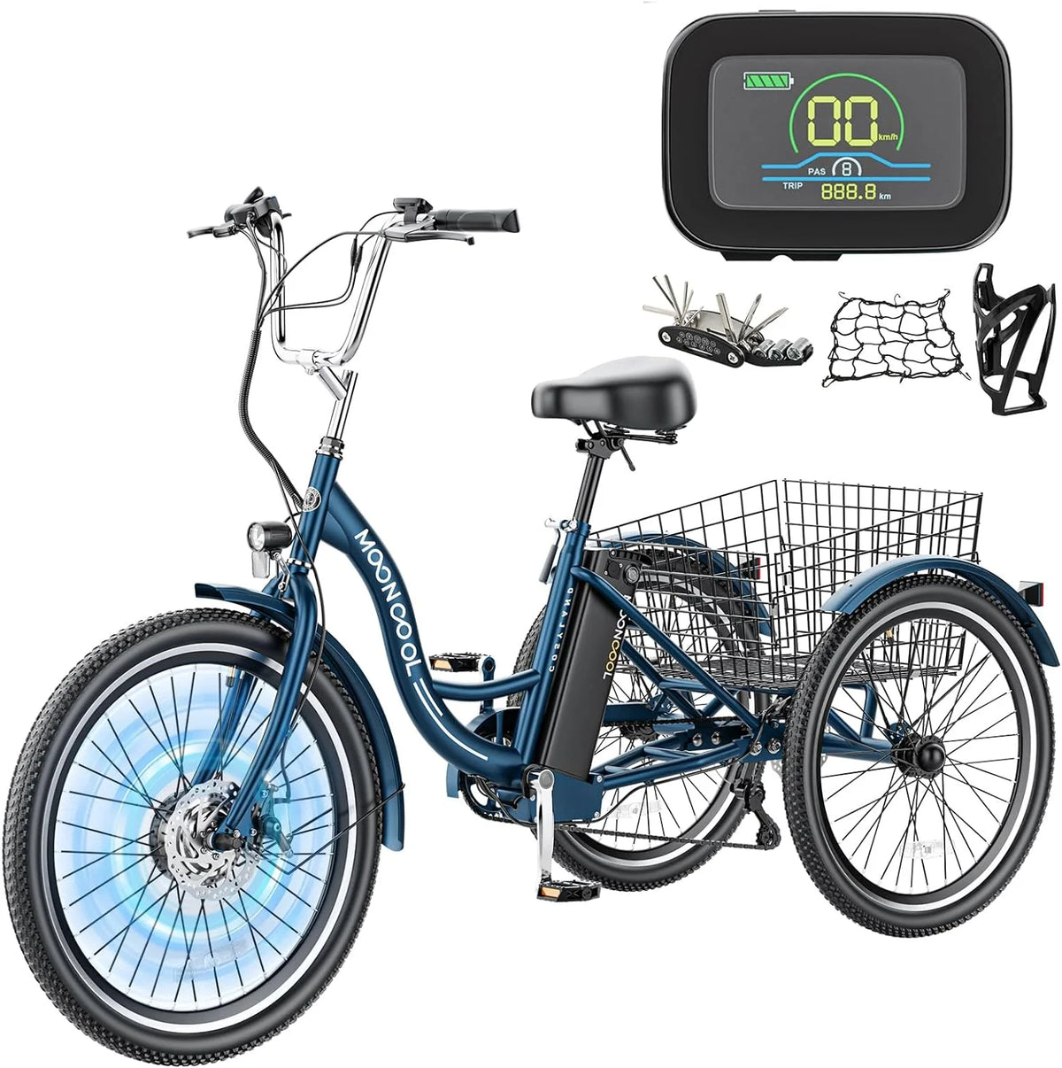 24 26 3 Wheel Electric Tricycle 350W 36V 7 Speeds with Large Basket T63213