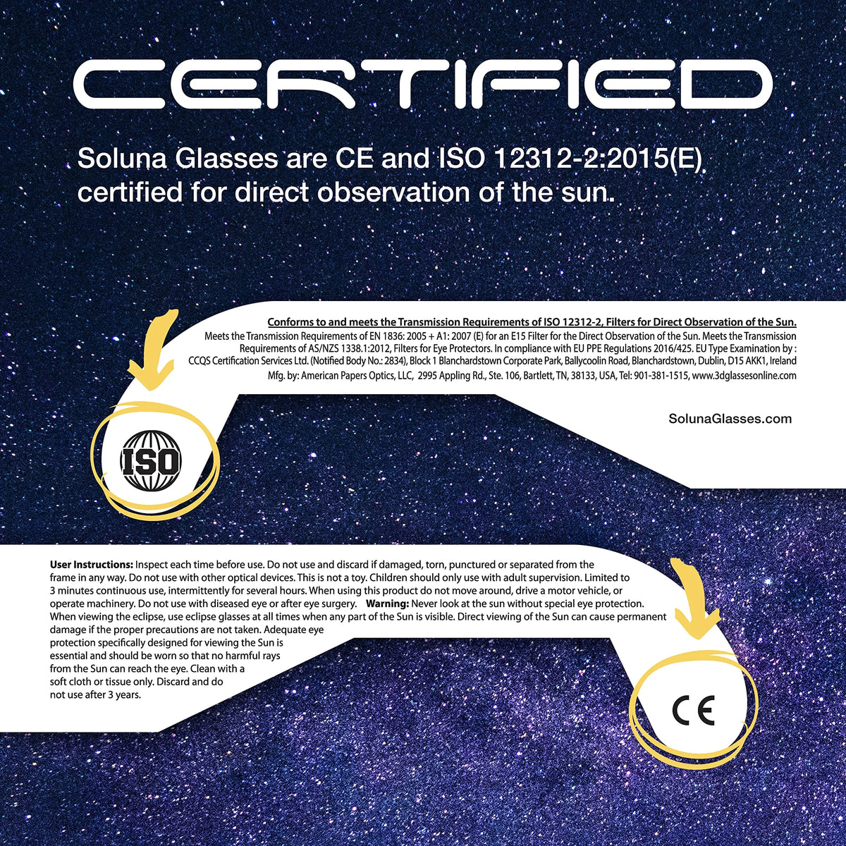 Solar Eclipse Glasses 2 Pack W249