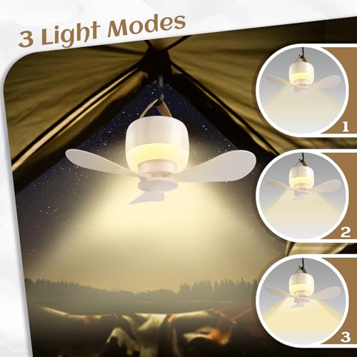 Portable Camping Ceiling Fan with LED Lantern E98345