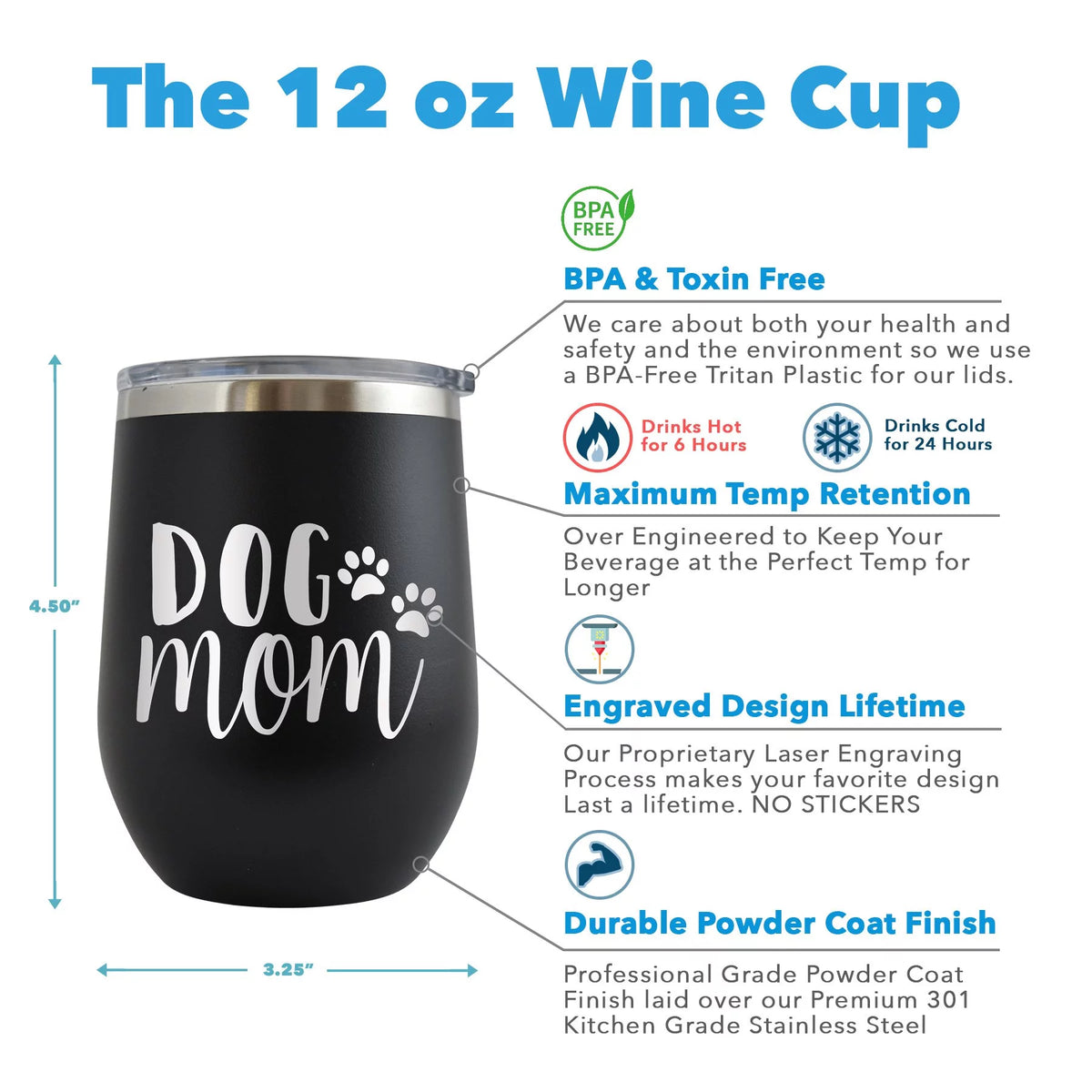 Engraved 12 oz Red Wine Cup O123
