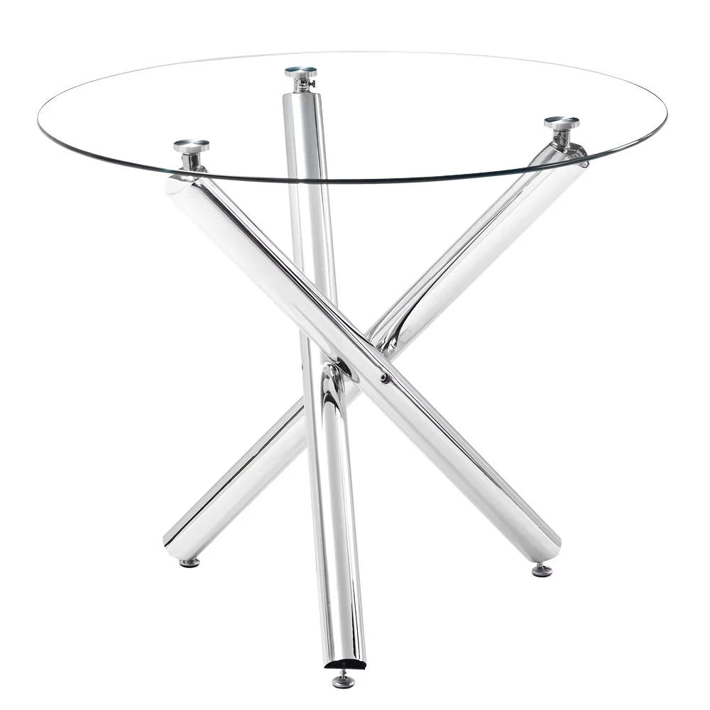 5 Piece Round Dining Table Set with Tempered Glass Top I340