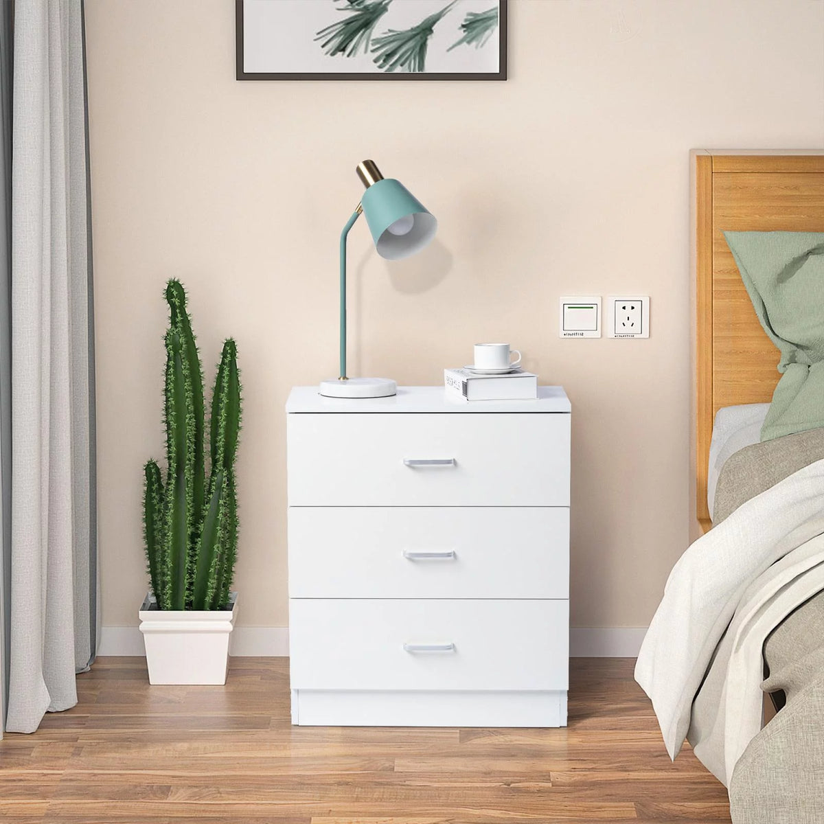 Set of 2 White 3 Drawer Dresser R4947
