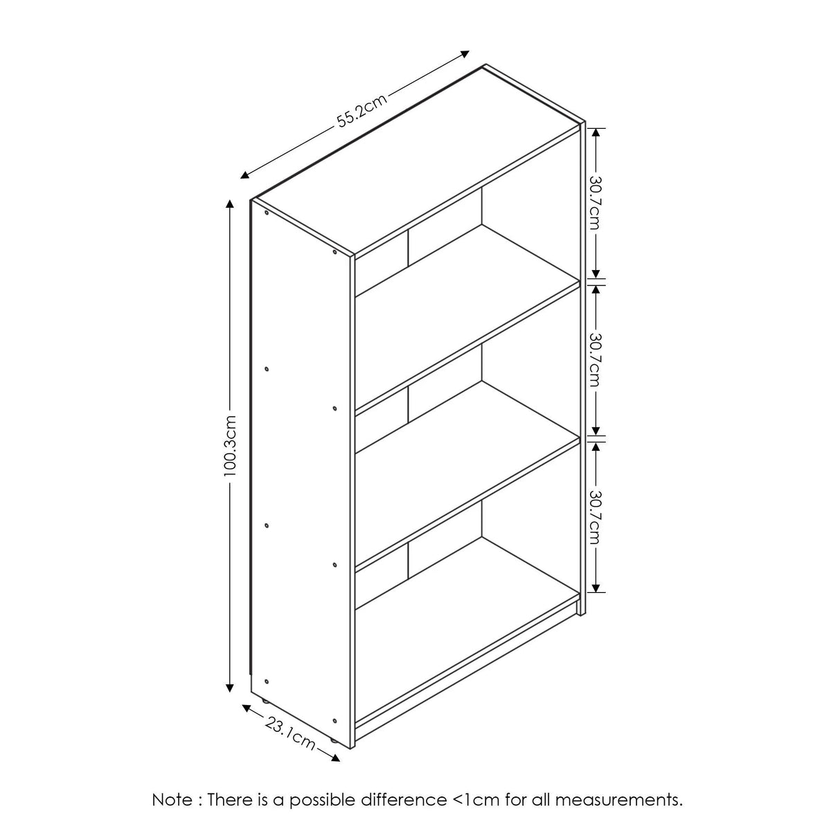 3-Tier Bookcase Storage Shelves Q7286