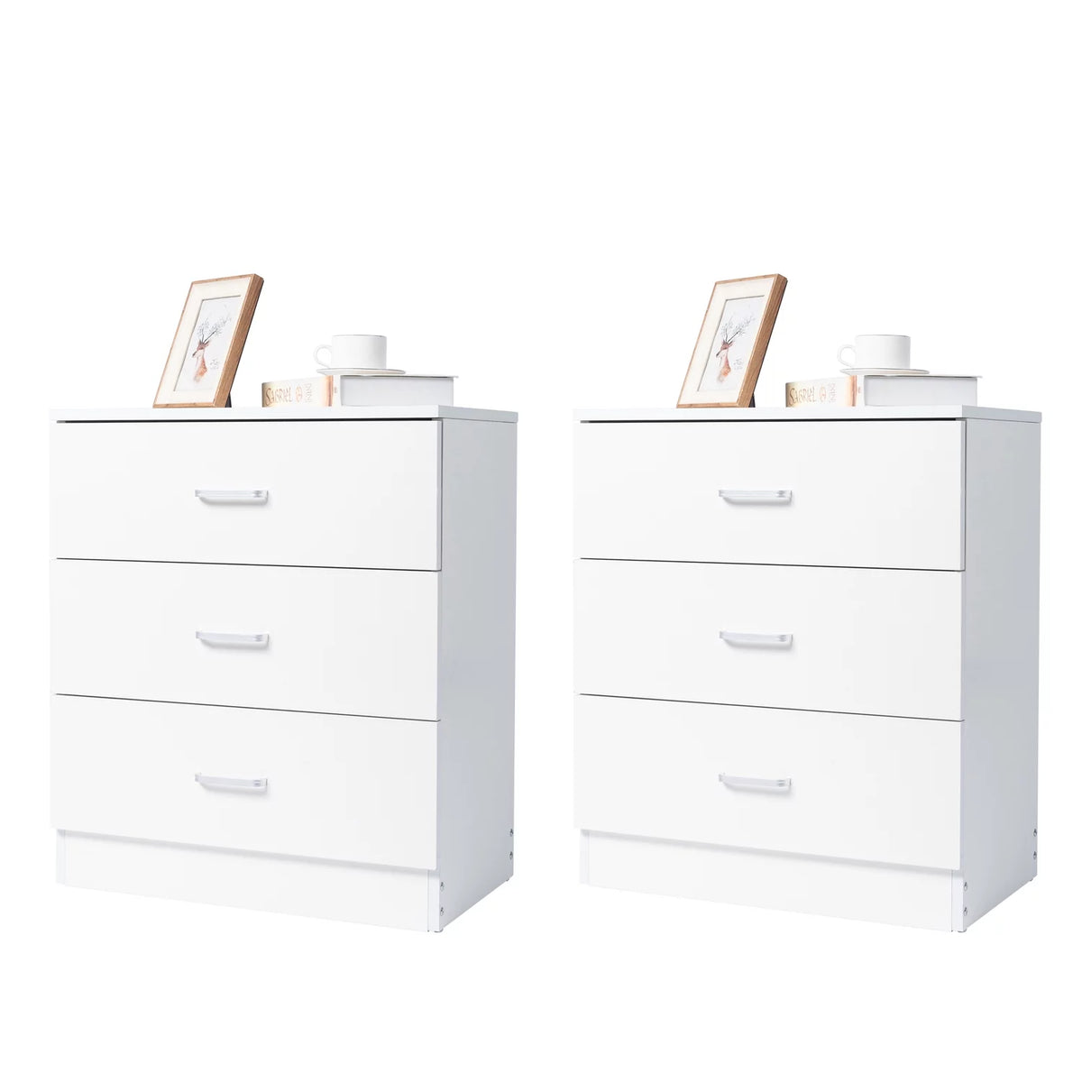 Set of 2 White 3 Drawer Dresser R4947