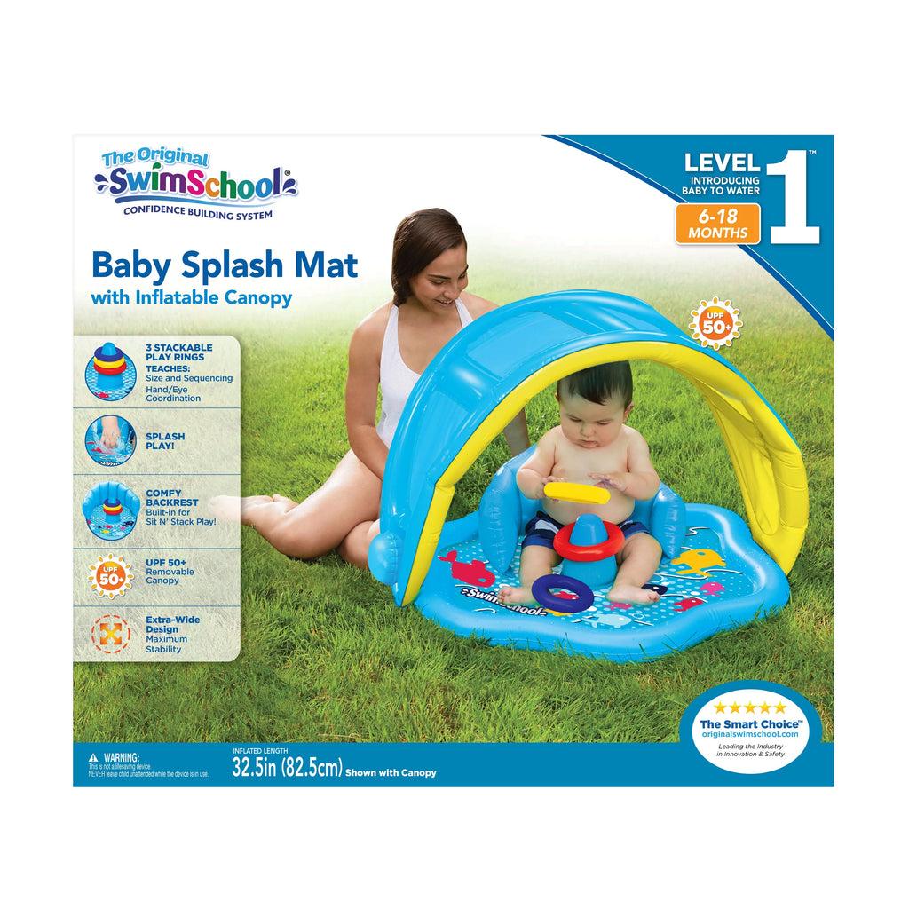 Baby Splash Mat with Inflatable Canopy, 3 Stackable Play Rings Y73663