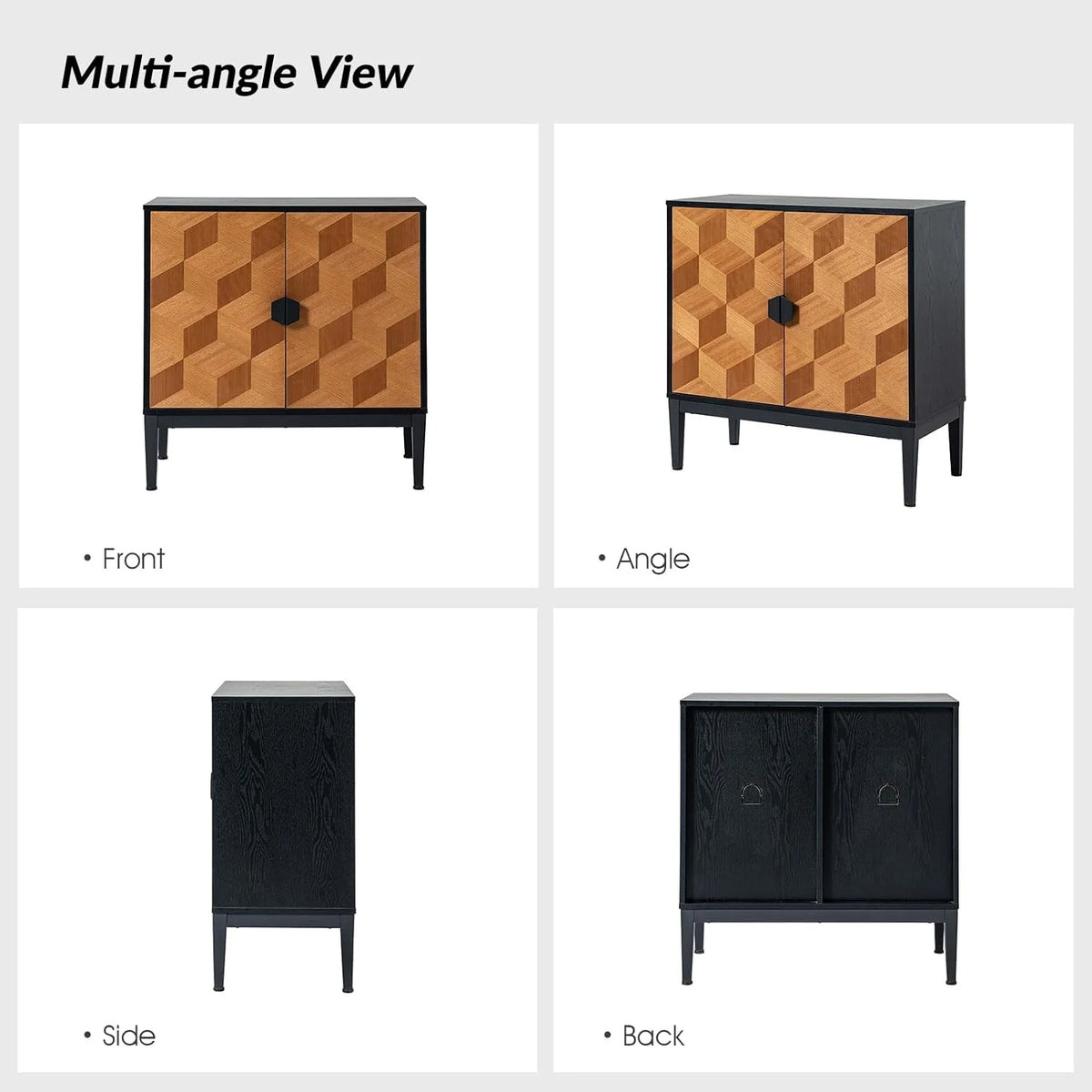 Black Storage Cabinet with Wood Legs J670