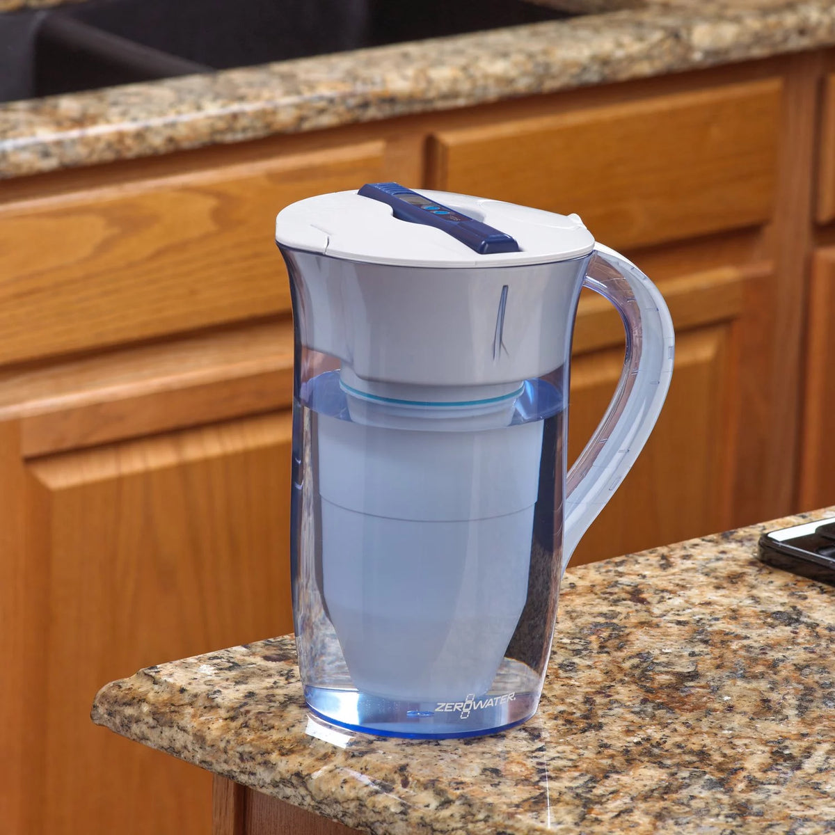 Round Water Filter Pitcher, 10 Cups, Blue K806144