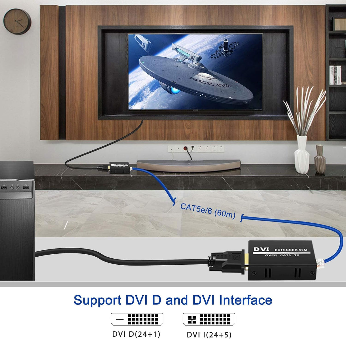 DVI Extender over Ethernet Cable with Transmitter and Receiver I156099