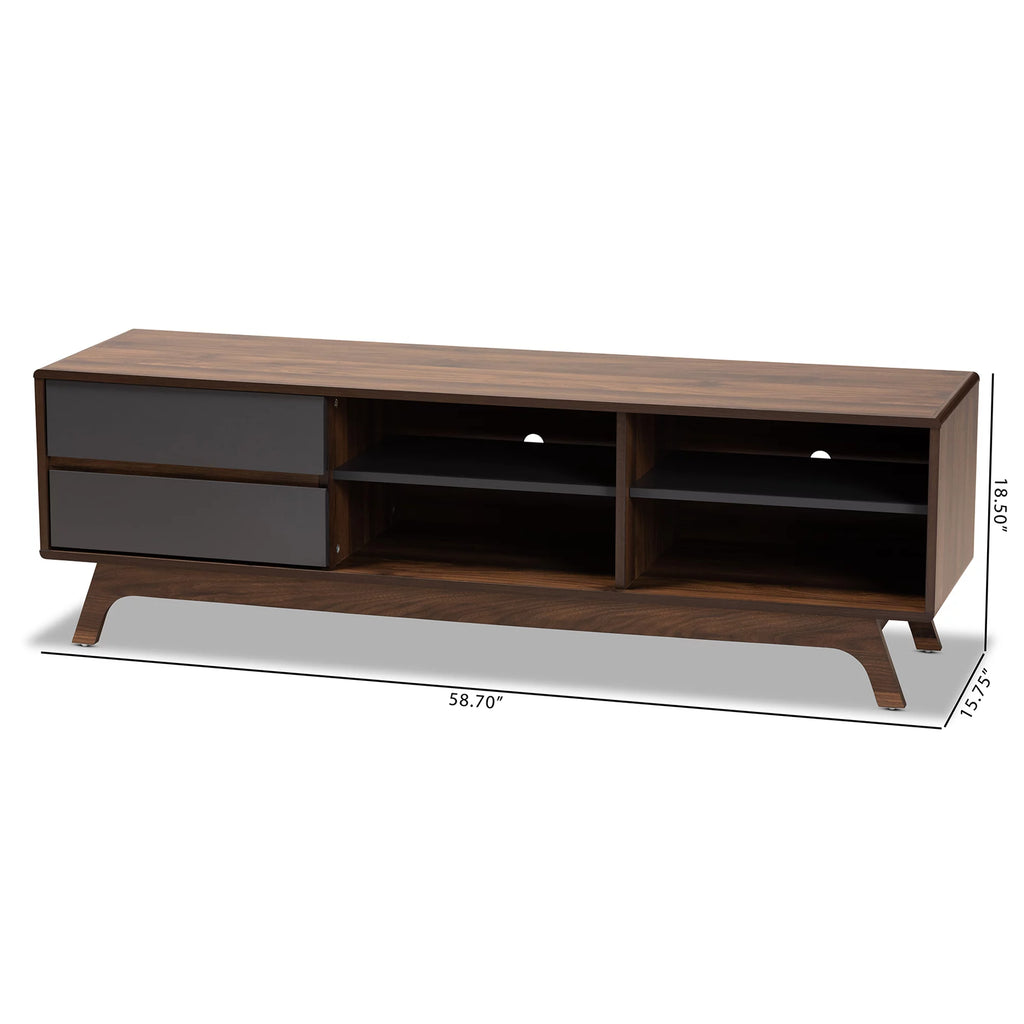 Grey Walnut 2-Drawer Wood TV Stand N83945