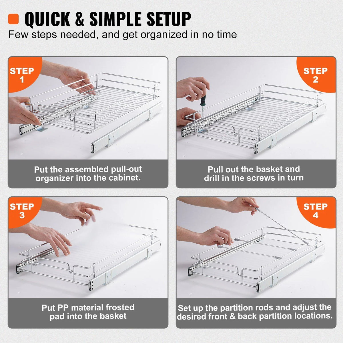 Steel Pull Out Cabinet Organizer 14x21 A9097