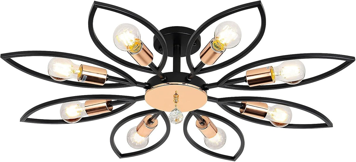 Black 6 Lights LED Semi Flush Mount Ceiling Light H685