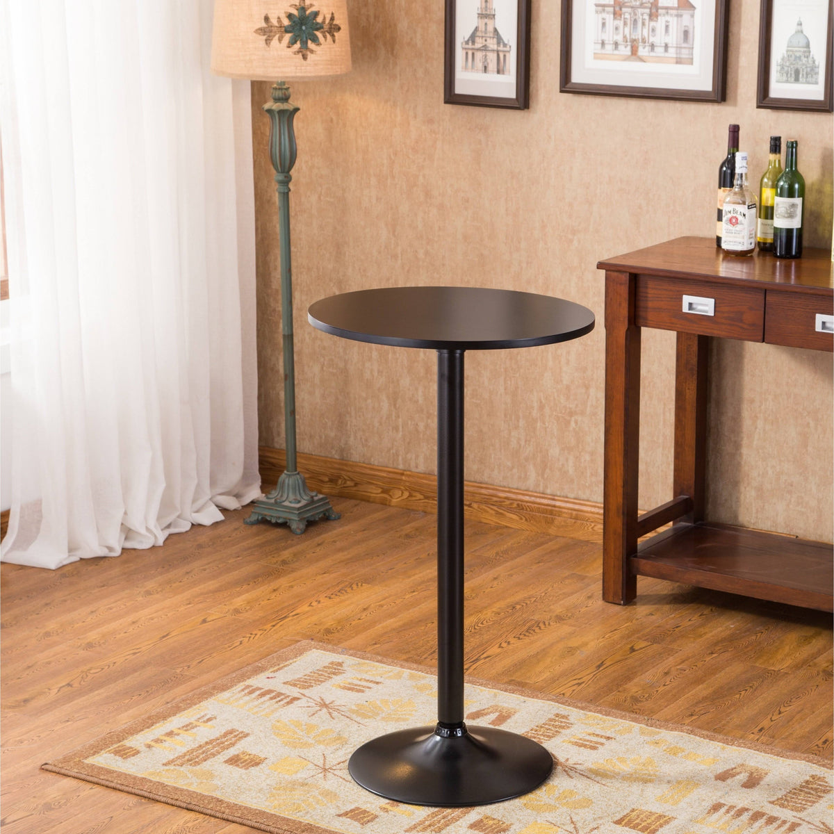 Black Round Top Metal Bar Table Q8723