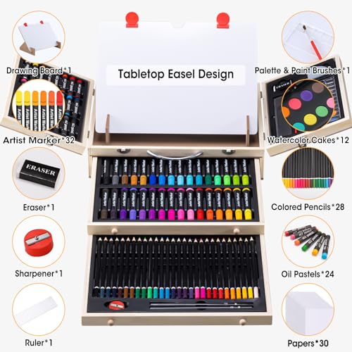 Wooden Art Set Crafts Kit with Drawing Easel V415