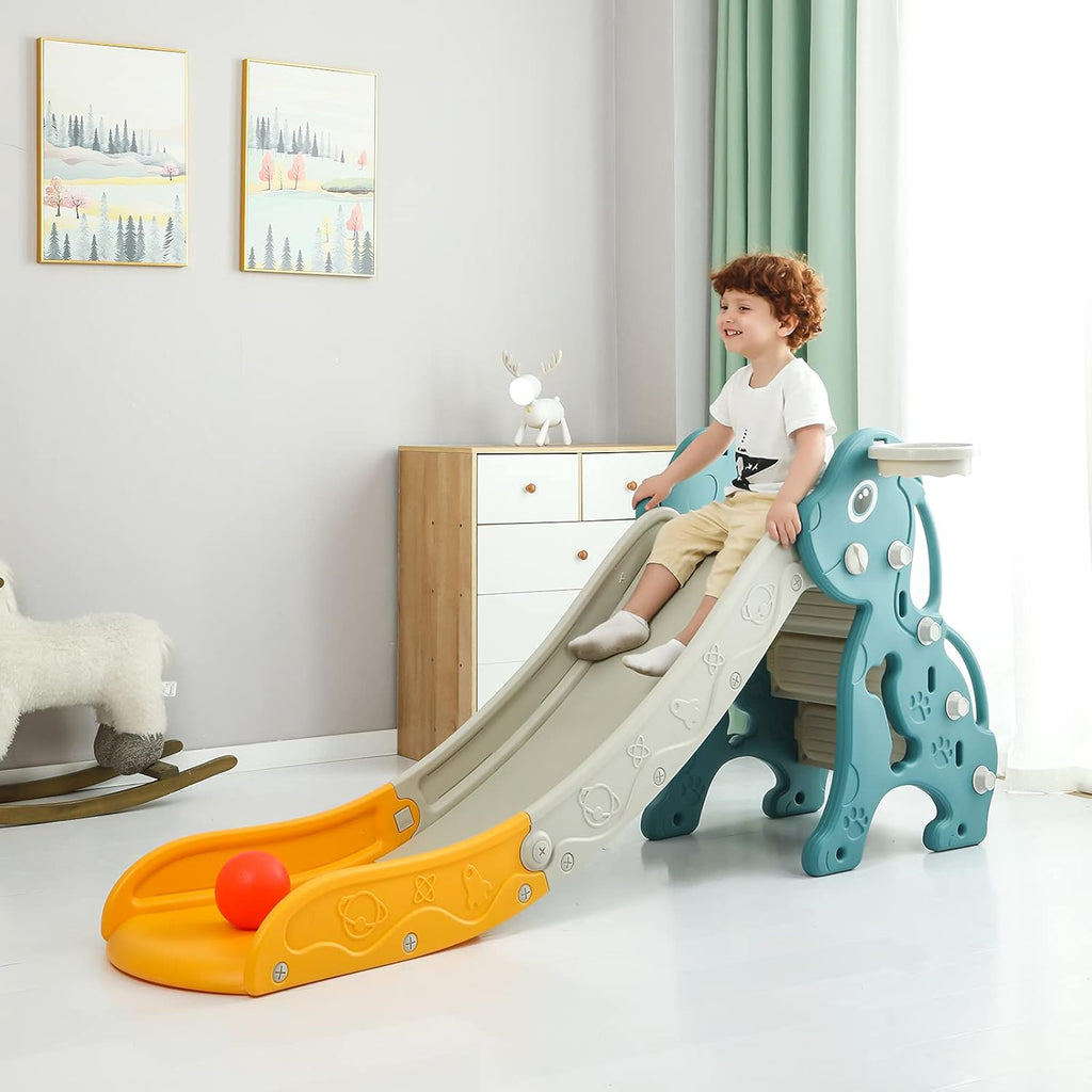 Kids Playground Slide with Basketball Hoop Y81396