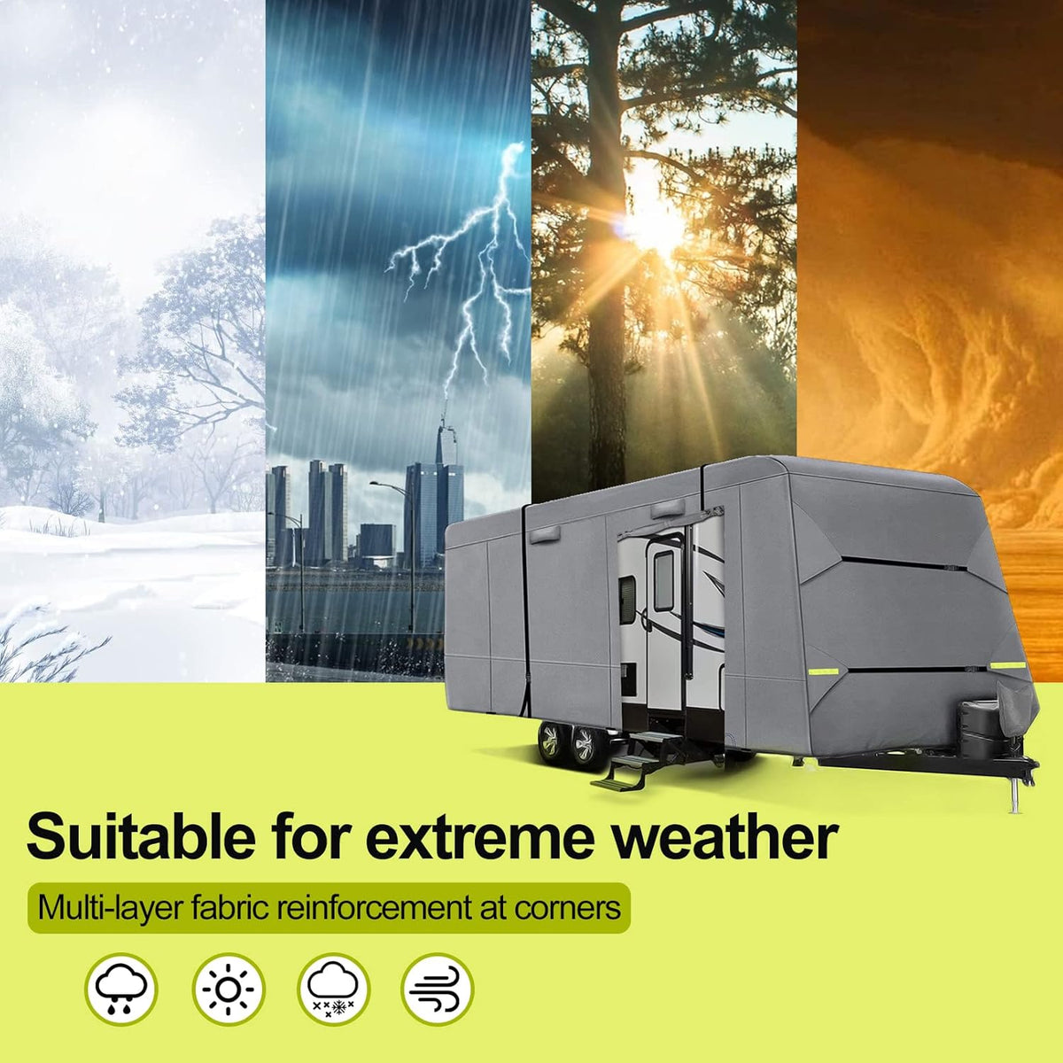 6 Layers RV Cover Anti-UV Windproof Ripstop Extra Thick Camper Cover G12371