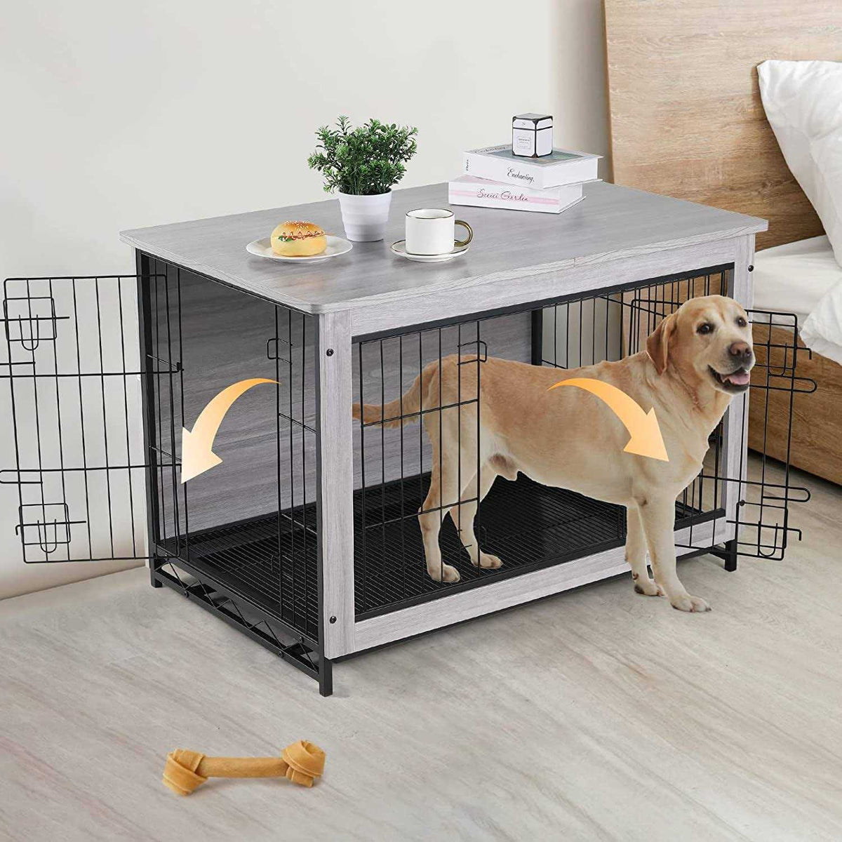 Wooden Dog Crate End Table S119