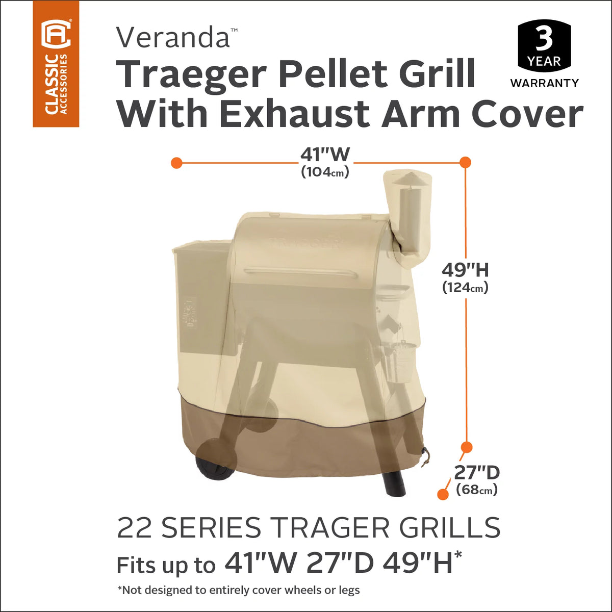 Water Resistant BBQ Grill Cover, 41-Inch W T3962