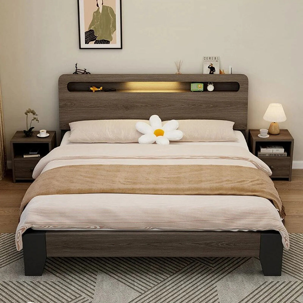 King Size Wooden Bed Frame with Storage B8758