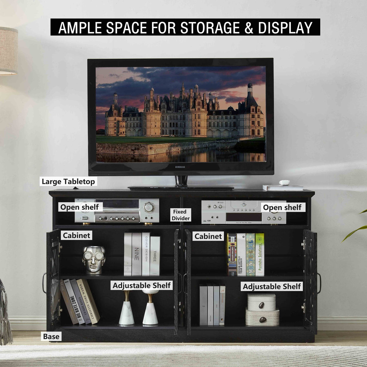 Black Wood Grain TV Console H299