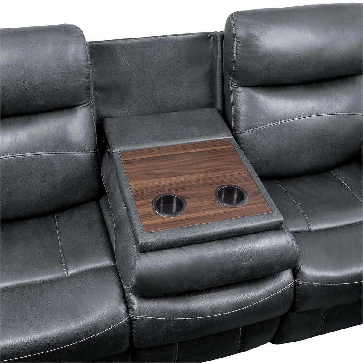 Dark Gray Double Reclining Sofa with Cup Holders K290