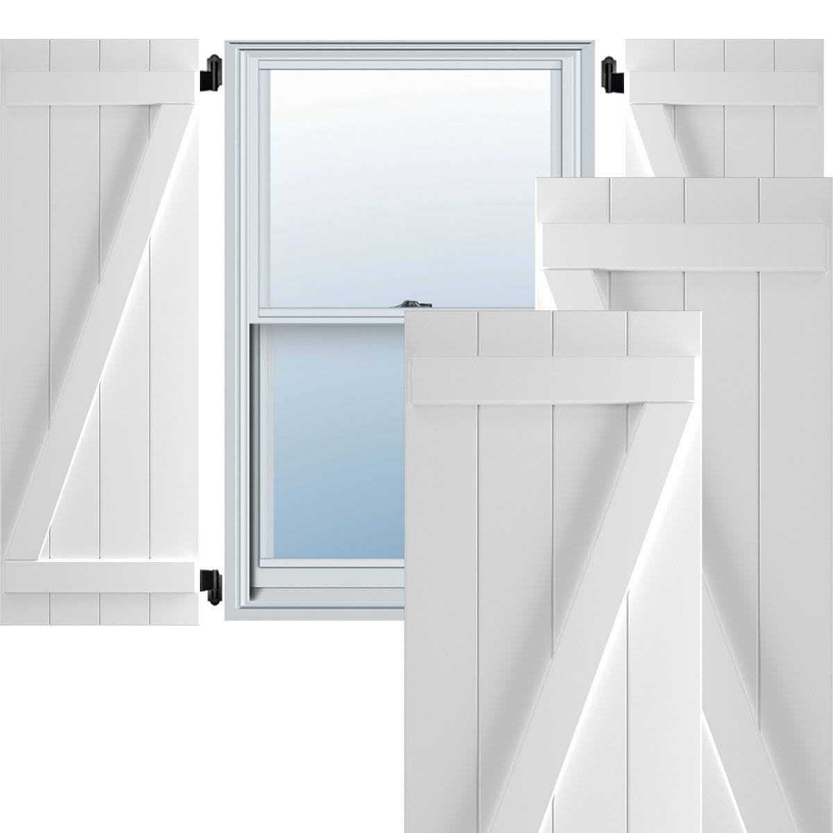 21-1/2x22 x 69x22 PVC Board and Batten Shutters with Z-Bar, Unfinished E6061