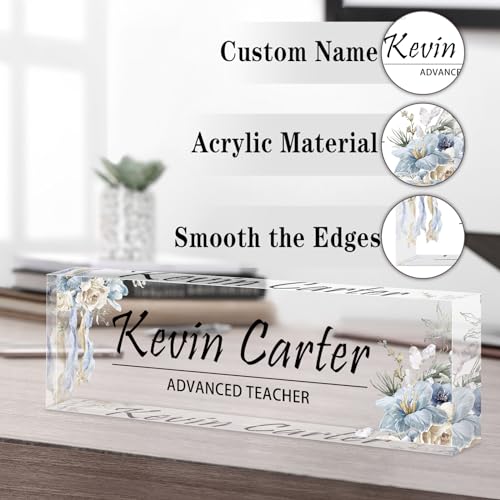 Acrylic Desk Name Plate (Purple Gold Marble) E356