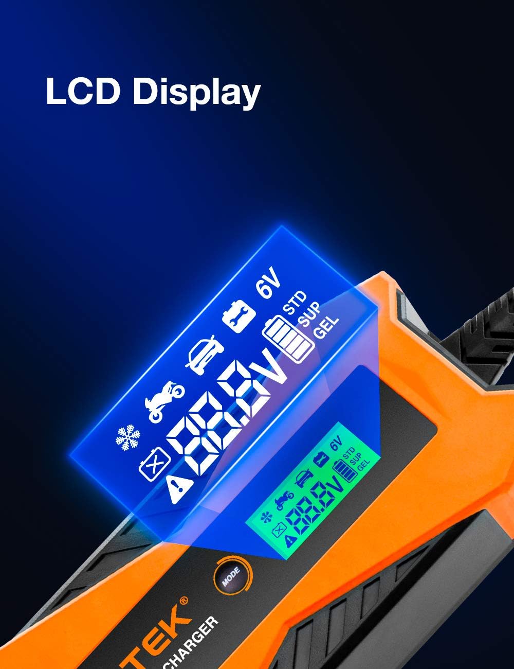 6V/12V 7.2A Smart Car Battery Charger and Maintainer A607
