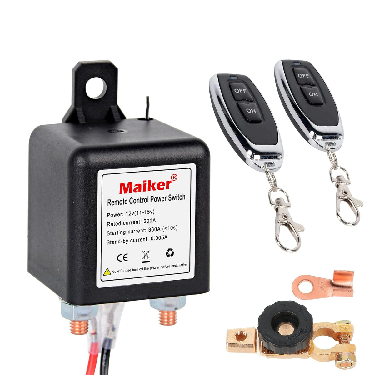 Wireless Remote Control Battery Disconnect Switch for Car DC12V 200A G1126