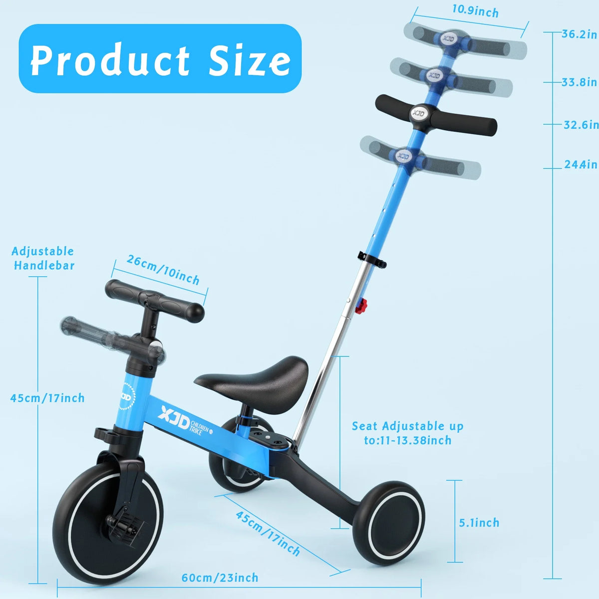7 in 1 Toddler Tricycle with Push Handle L707