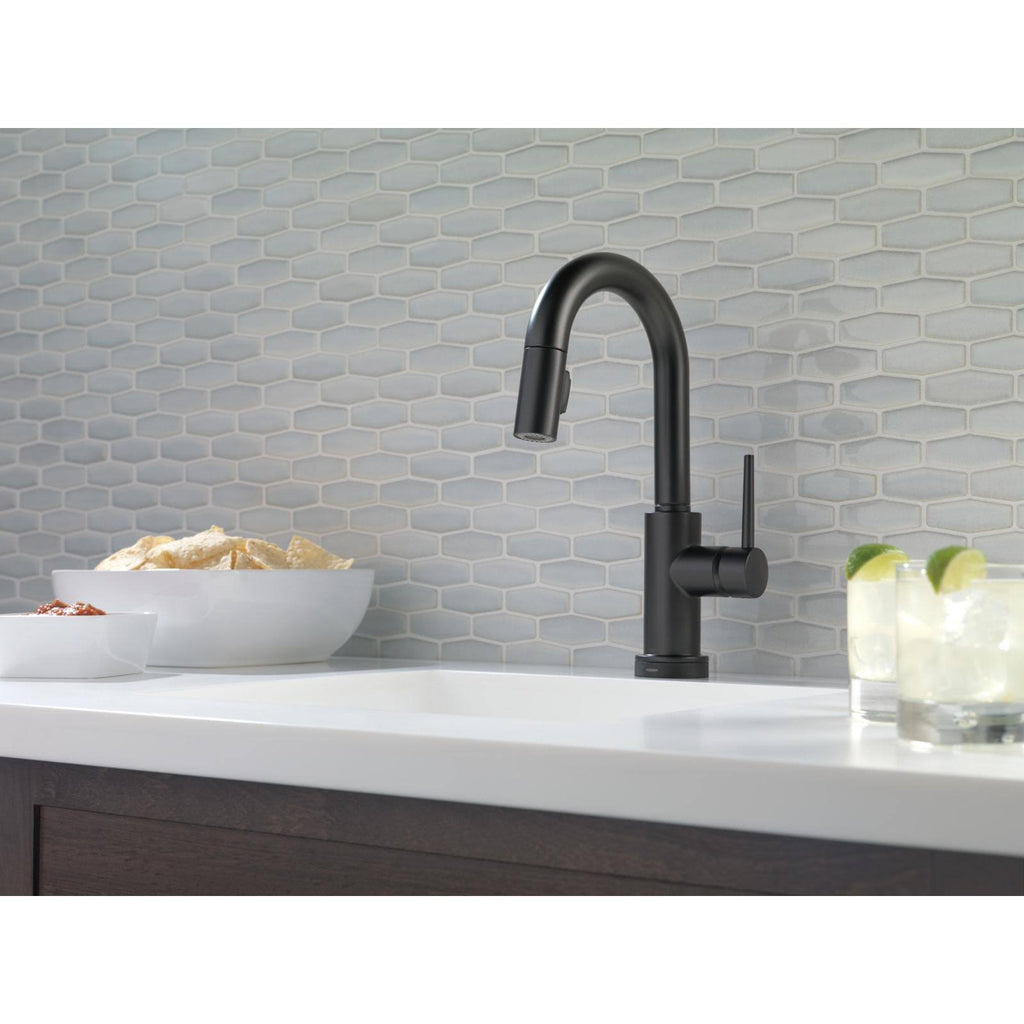 Black Stainless Single Handle Pull-Down Bar Faucet with Touch J423578