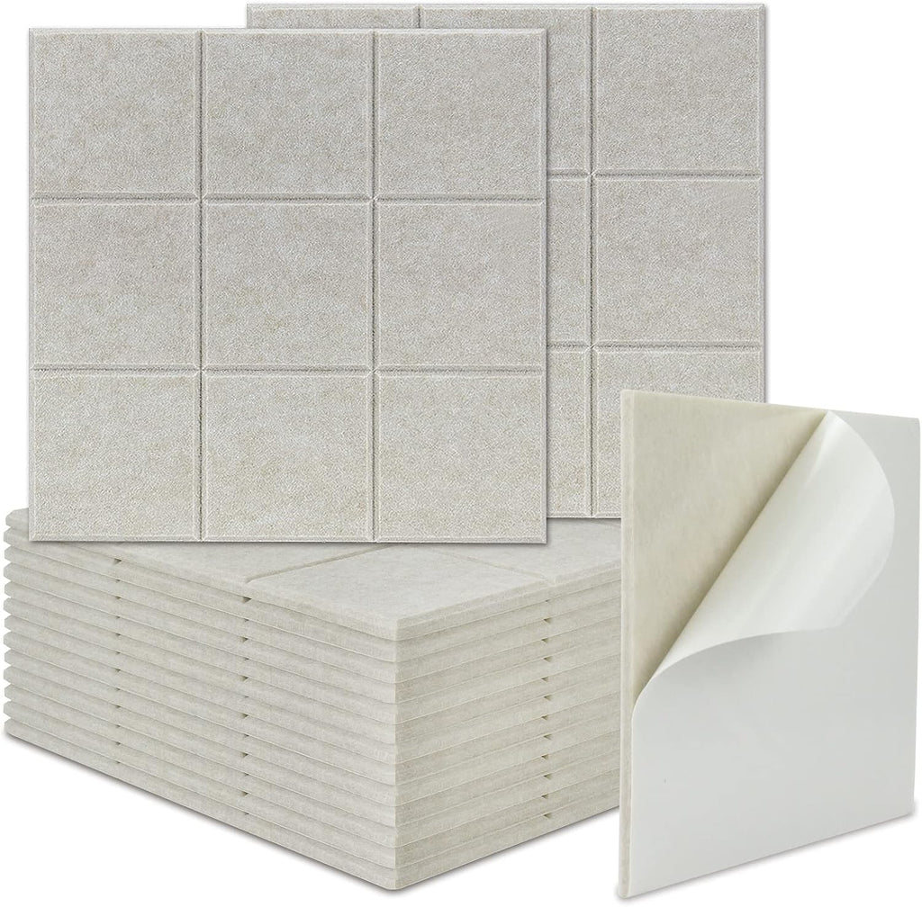 16 Pack Self-adhesive Acoustic Absorption Panels (Shallow Camel) I823420