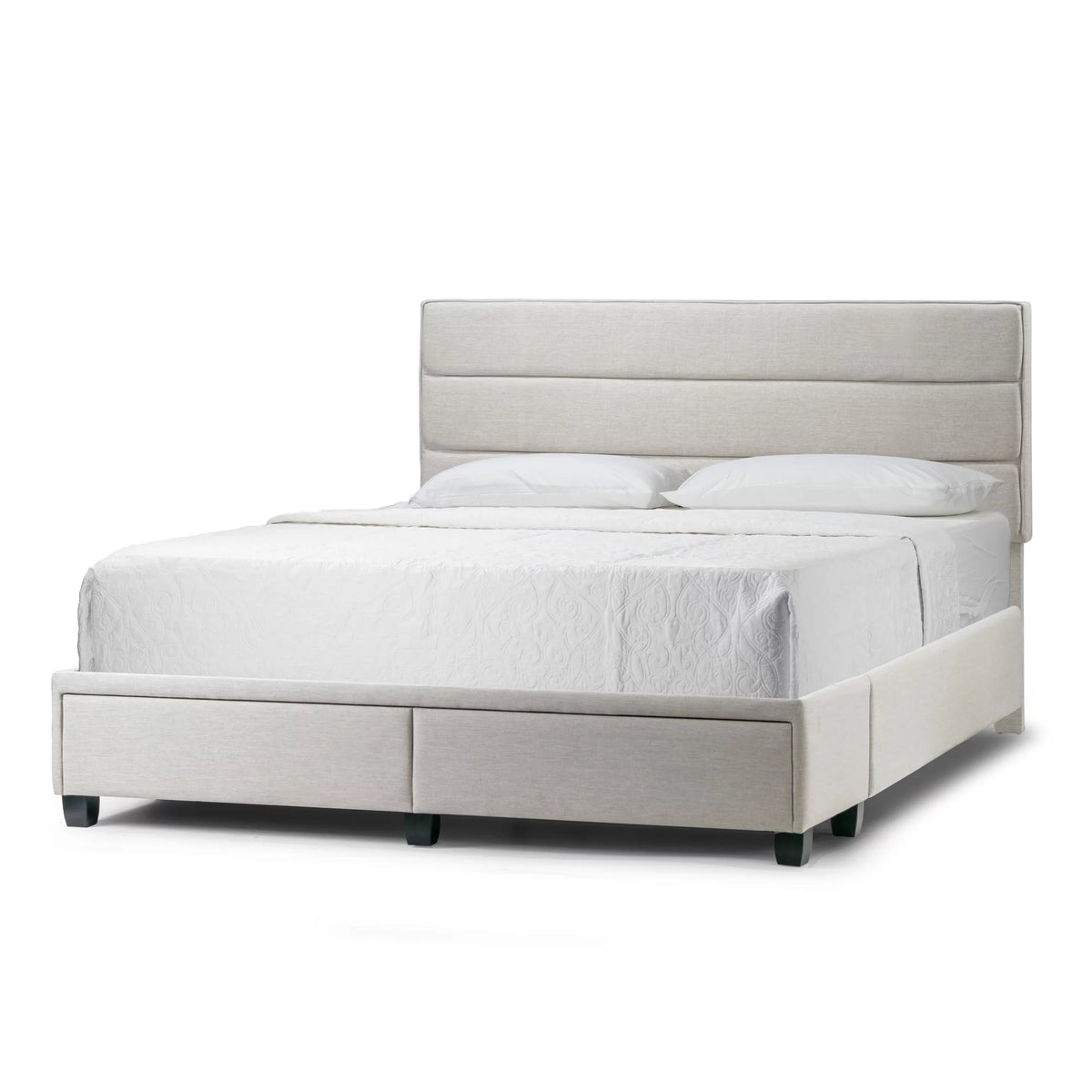 Beige Fabric Queen Bed with Two Storage Drawers Z971285